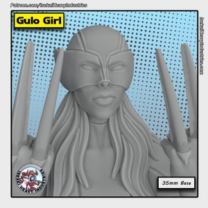 Gulo Girl 40mm scale on 35mm Base by Isekai Heavy Industries Great for Crisis Protocol, Superhero RPGs, and other Sci-Fi Tabletop Games