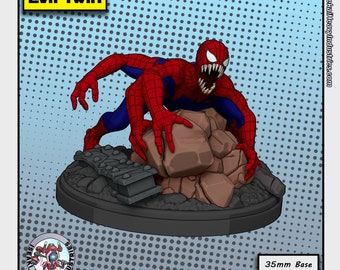 Evil Twin sobre base de 35 mm de Isekai Heavy Industries. Ideal para Crisis Protocol, juegos de rol de superhéroes y otros juegos de mesa de ciencia ficción.