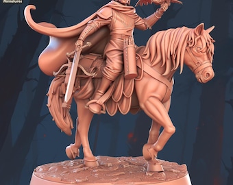 Falconry Ladyhawke characters from STL Miniatures Great for D&D, Pathfinder, Torg, and many other TTRpgs