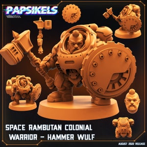Space Rambutan Colonial Warrior - Hammer Wulf by Papsikels Great for Cyberpunk, Shadowrun, Stargrave, and other Sci-Fi Tabletop Games