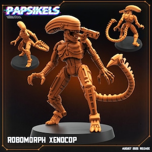 Robomorph XenoCop 32mm scale by Papsikels Great for Cyberpunk, Shadowrun, and other Sci-Fi Tabletop Games