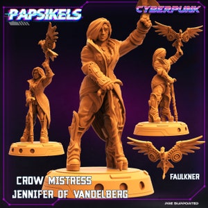 Crow Mistress Jennifer of Vanderlberg by Papsikels Great for Cyberpunk,Shadowrun, Stargrave, Starfinder and other Scifi Table Top Games
