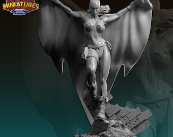 May include: A gray painted figurine of a superhero standing on a rocky base. The superhero is wearing a cape and a mask. The figurine is a 3D printed model.