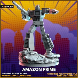 Escala Amazon Prime de 40 mm em base de 65 mm da C27 Miniatures, ideal para Crisis Protocol, RPGs de super-heróis e outros jogos de mesa de ficção científica.