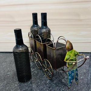 Handgemaakte ijzeren wijn- en biertrolley - Elegant herenfeestrek voor uw evenementen Bar, Pub, Wijn, Wodka, Sterke drank, Whiskyhouder Cadeau
