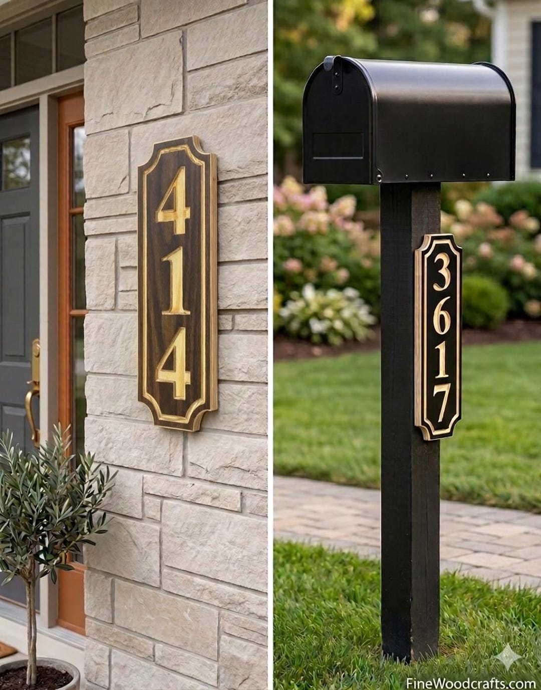 Custom Wooden Address Sign | CNC Carved House Numbers | Outdoor UV ...