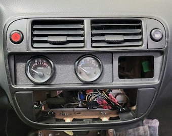 2 Gauge Pod Radio TEXTURED Double 52mm Single Din Civic Del Sol CRX Stereo