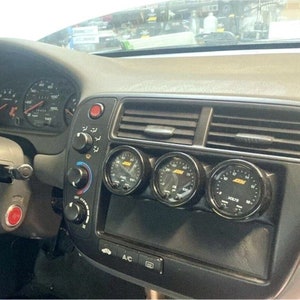 52mm 3 Triple Gauge Pod Radio Stereo 99-05 Civic EM1 EM2 RD1 97-01 CRV Prelude