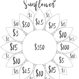 Savings Sunflower Coloring Page, Color by number, Savings Challenge, Save by Color image 2