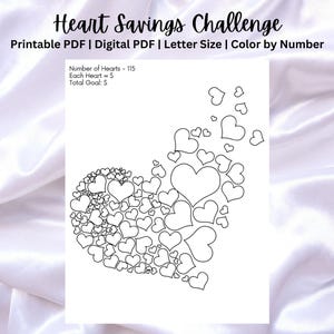 Savings Heart Coloring Page,Save by color, Savings Challenge,Color by Number