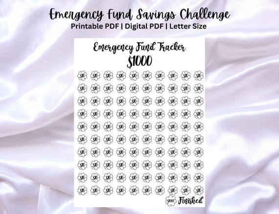 Emergency Fund Savings Challenge - Printable & Digital Budget Tracker - Savings Worksheet - PDF