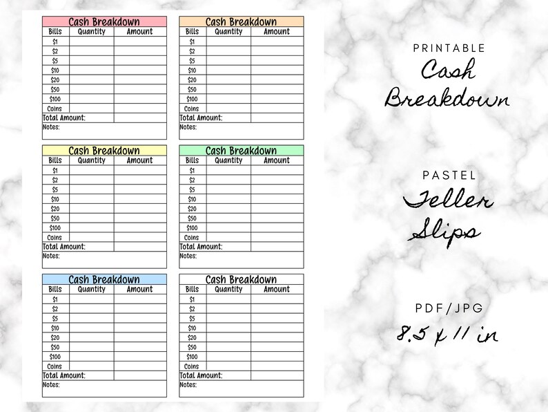 Printable Cash Breakdown Teller - Il 794xN.3251192513 Mupa 