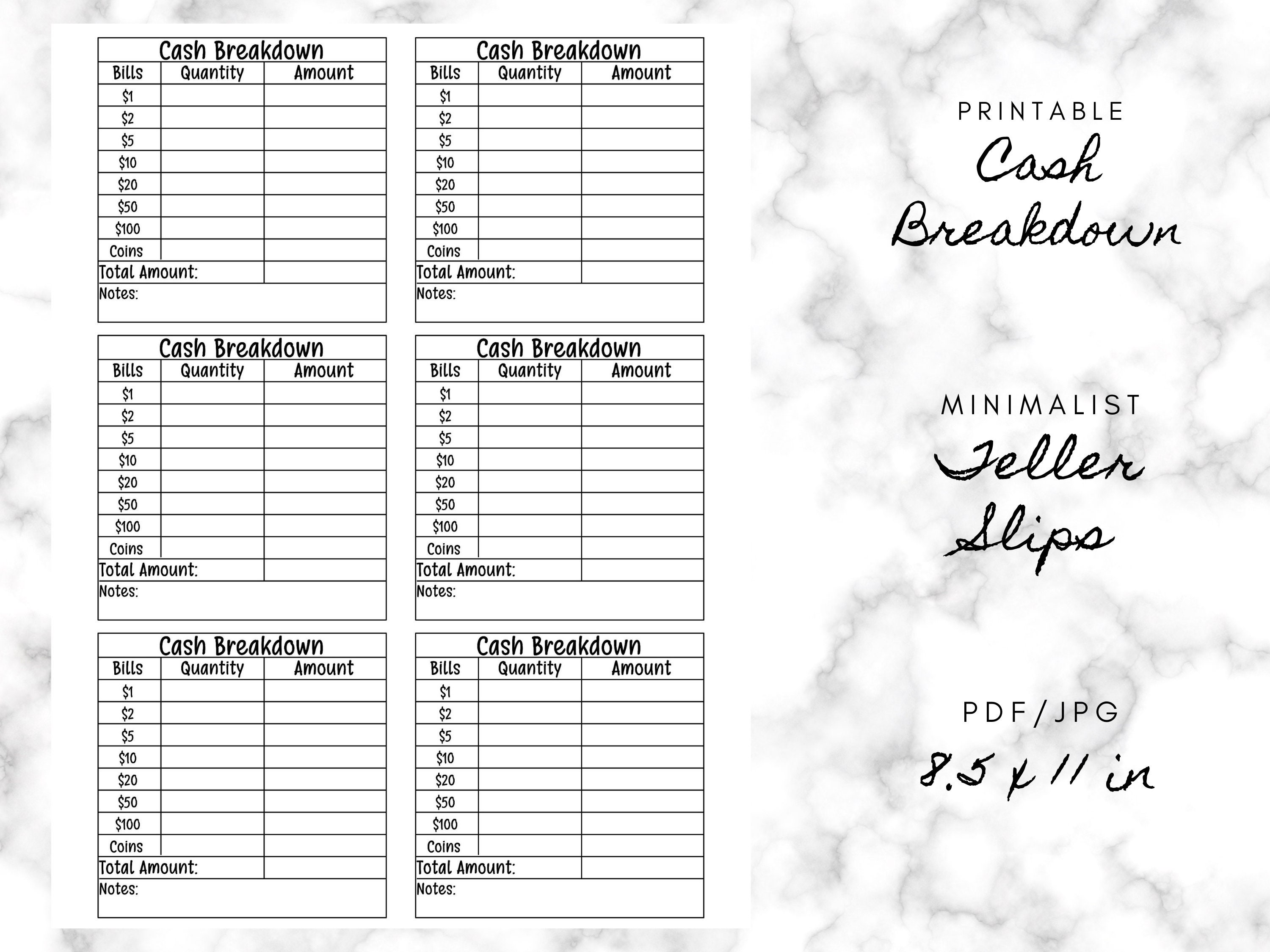 printable-cash-breakdown-printable-cash-teller-slips-teller-etsy