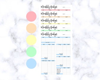 Printable Pastel Monthly Budget Tracker