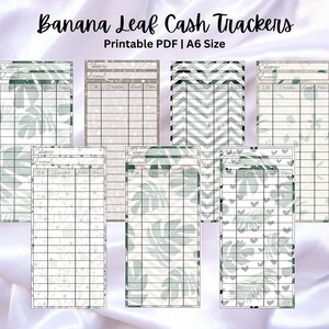 Printable Banana Leaf A6 Cash Budgeting Tracker - Tropical Expense Tracker for Cash Envelope System, Cash Envelope Inserts