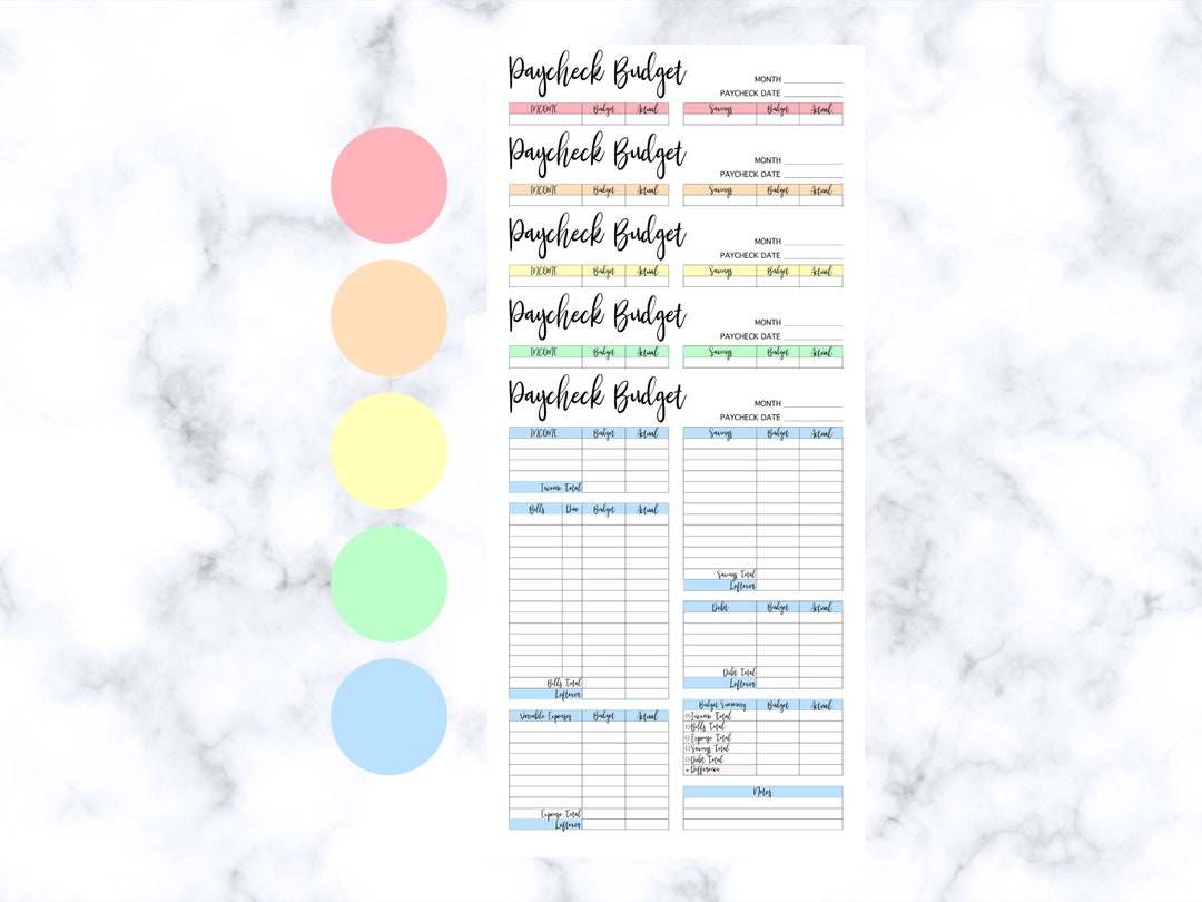 Printable Pastel Paycheck Tracker Etsy