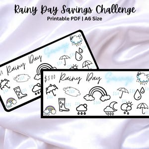 Rainy Day Savings Challenge Coloring Pages, Color by number, Savings Challenge, Save by Color, A6