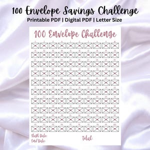 100 Envelope Savings Challenge - Printable & Digital Budget Tracker - Money Saving Game - Financial Goal Planner - Savings Worksheet PDF