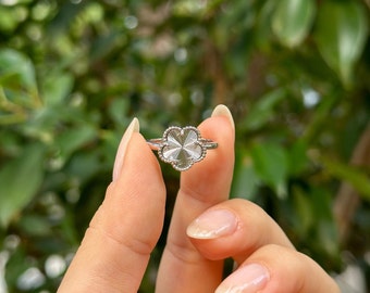 Clover Silver Ring For Women, 925 Sterling Silver Flower Ring, Four Leaf Women Ring, Gift For Him