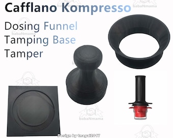 Cafflano Kompresso Dosing Funnel, Tamper and Tamping Base