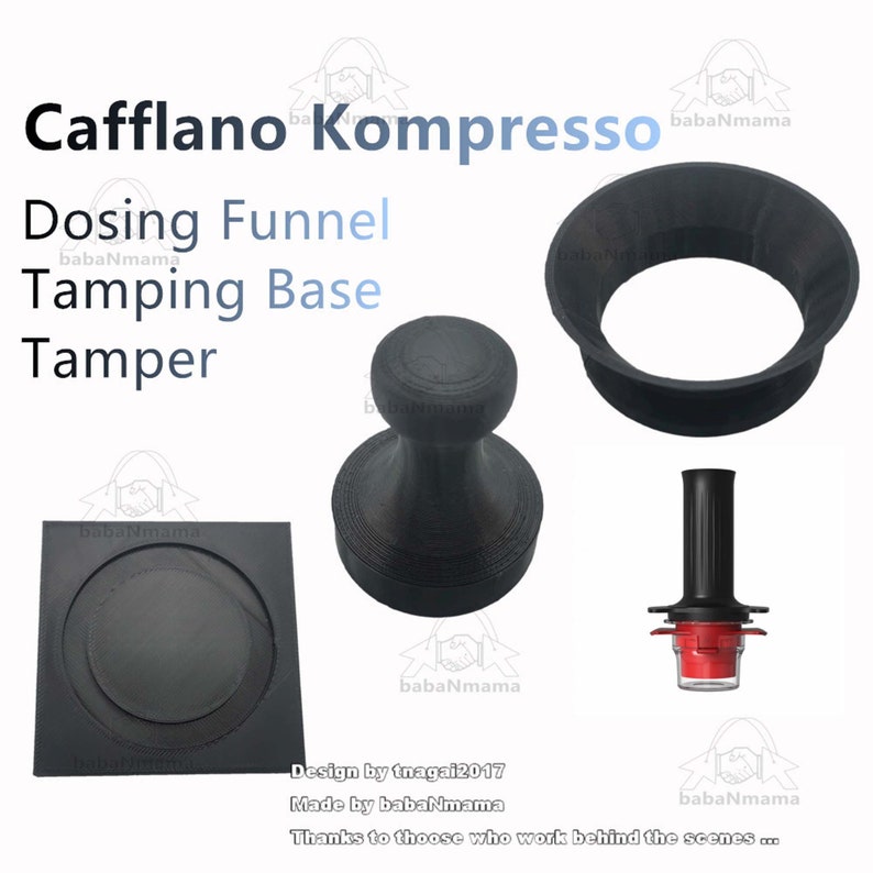 Cafflano Kompresso Dosing Funnel, Tamper and Tamping Base image 1