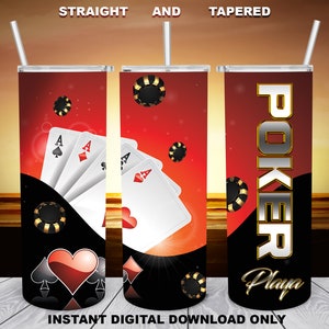 Poker Playa, 20oz Skinny Tumbler, Sublimation Design for Straight/ Tapered PNG file, Digital Download, 300 DPI