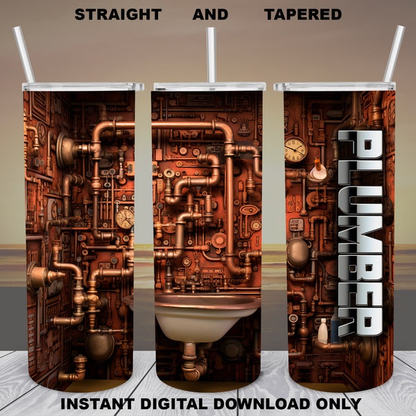 Plumber, 20oz Skinny Tumbler, Sublimation Design for Straight/Tapered, PNG File, Digital Download, 300 DPI