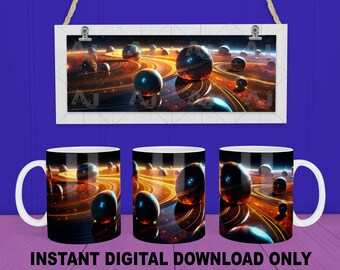 Outer Galaxy Mug Sublimation Design: Full Wrap PNG (Digital Download)