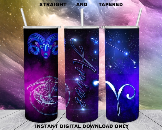 20oz Skinny Tumbler, Sublimation Design, Aries Zodiac Design for Straight/Tapered PNG file, Digital Download