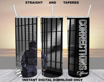 Design de sublimação para copo de 20 onças para agente penitenciário (download digital)
