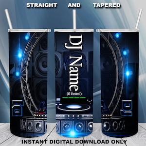 DJ aka Disk Jockey, 20oz Skinny Tumbler, Sublimation Design for Straight/Tapered, PNG File, Digital Download, 300 DPI