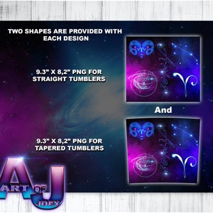20oz magere beker, sublimatieontwerp, ram sterrenbeeldontwerp voor recht/taps toelopend png-bestand, digitale download afbeelding 2