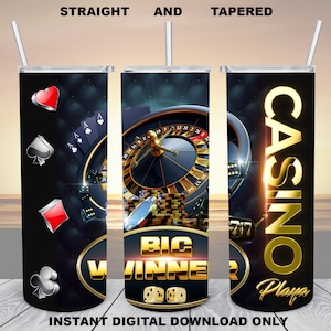 Casino Playa, 20oz Skinny Tumbler, Sublimation Design for Straight/Tapered, PNG File, Digital Download, 300 DPI
