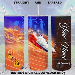 Track Shoe in Flames, 20oz Skinny Tumbler, Sublimation Design for Straight/Tapered, PNG File, Digital Download, 300 DPI