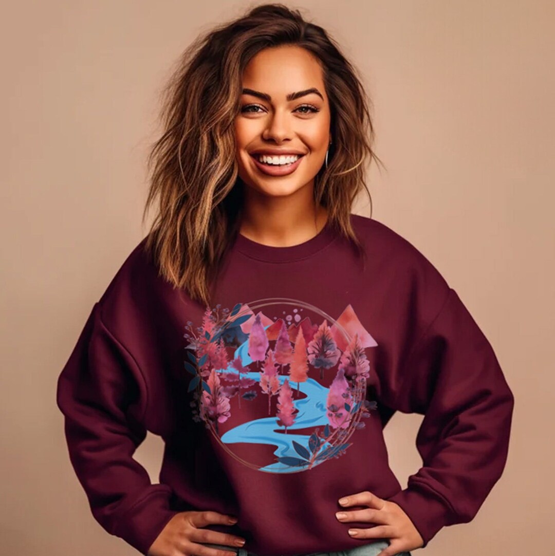 Watercolor Trees Sweatshirt Nature Lover Sweatshirt Colorful Etsy