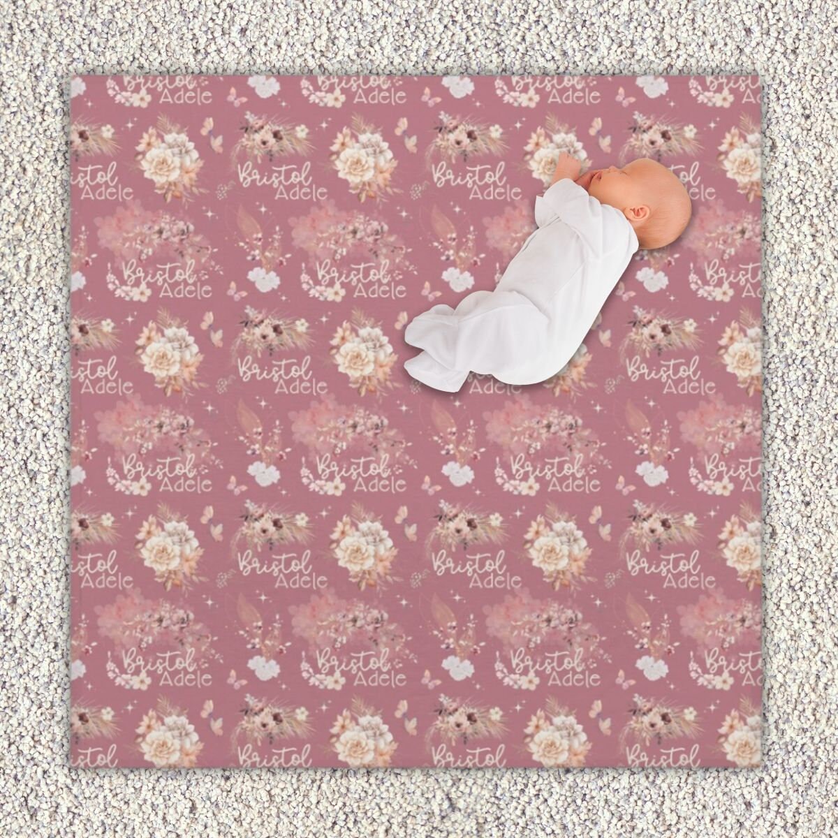 4-PACK SWADDLE & HEADBAND SETS (Dark Pink Floral) main image 1
