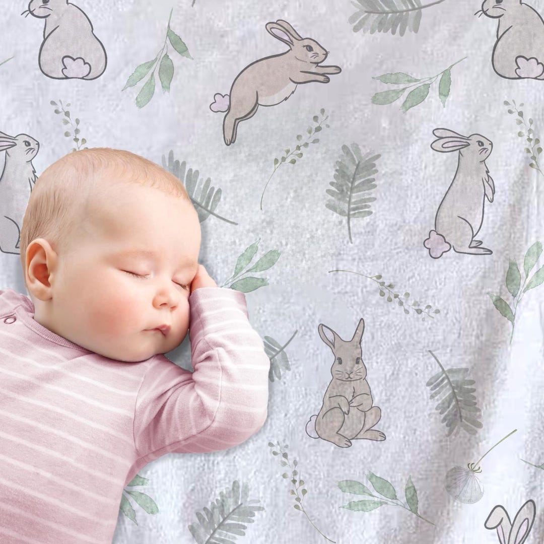 Rabbit Printed Wrapping Shawl / Summer Blanket For Newborn Baby main image 0