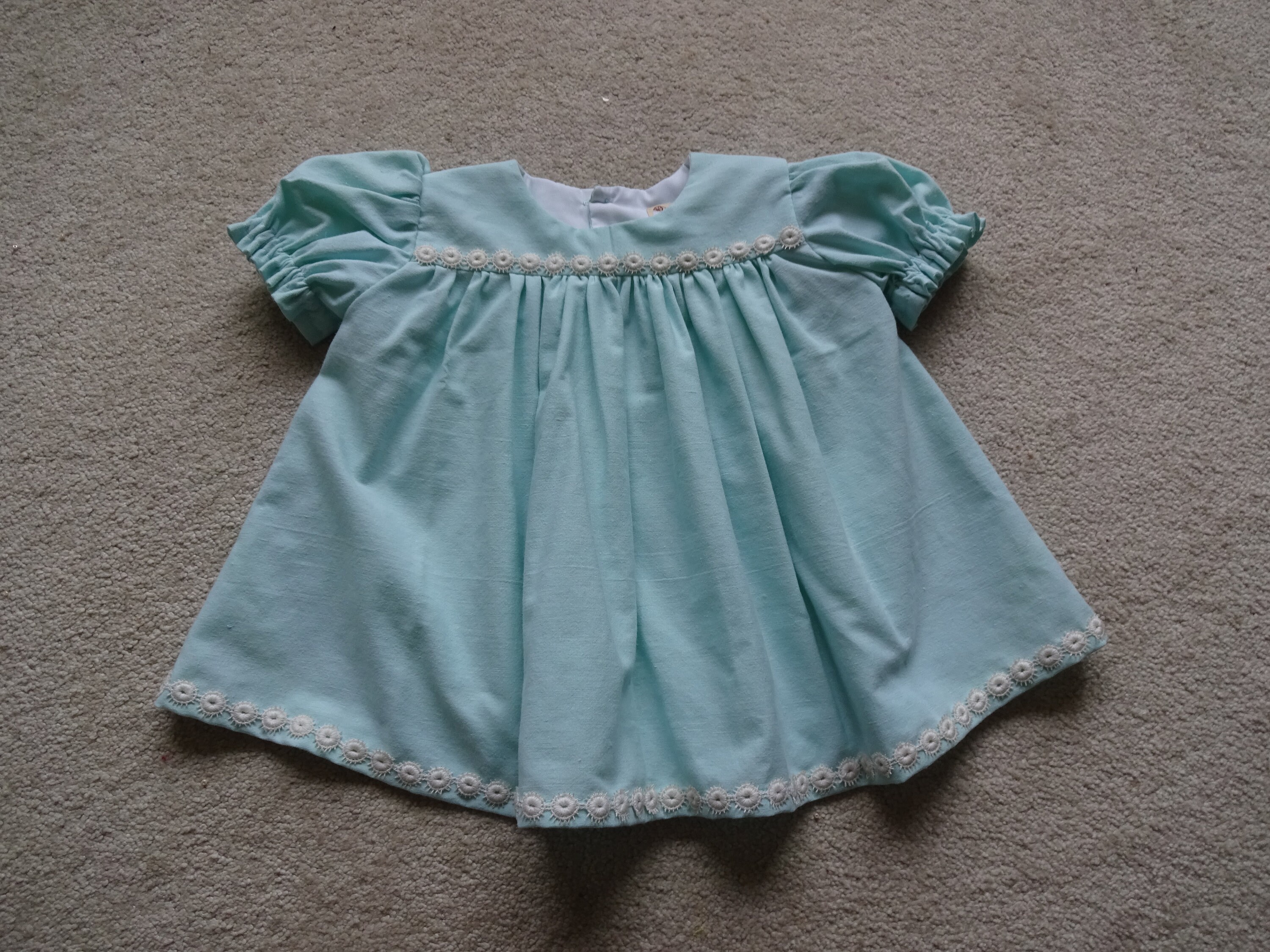 Baby Dress Pale Blue Short Sleeved Cotton Baby's Dress Etsy