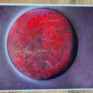 Red and Purple Planet Spray Paint Art