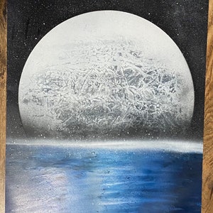 Moon Reflecting on Water Spray Paint Art
