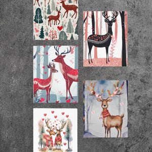Adorable tarjeta de San Valentín con un ciervo: diseño encantador de animales del bosque, tarjeta romántica con un ciervo, adorables regalos de felicitación con un animal del bosque.