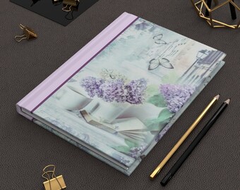 Butterfly Floral Journal, Soft Purple Garden Hardcover Journal, Butterfly Lover Gift for Her Aesthetic  Gift Wedding Shower