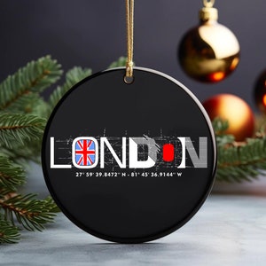London Ceramic Ornament Colorful Travel Keepsake London Baubles Ornament Europe Houswarming Couple Gift Christmas Family Stocking Gift