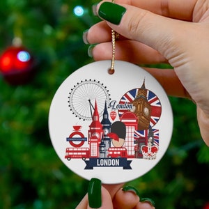 London Ornament Travel Gifts London Baubles Ornament Europe Stocking Stuffer Wedding Gift Ornament Gift Idea Christmas Ceramic Ornament