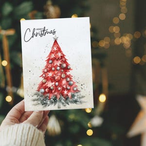 Boxed Christmas Cards - Christmas Cards Sets (5-Pack), Holiday Greeting Cards, Unique Christmas Tree Cards, Scandinavian Christmas cards,
