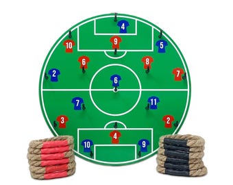 Football Ring Toss Game, Garden Hook and Hoop Outdoor Party Game, Wooden Family Lawn Game, 12 Jute Rings