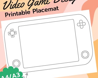 Video Game Themed Colouring Activity Placemat - Printable Fun for Kids! | Instant Digital Download