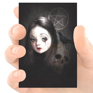 Geschenk Karte - Girl In Darkness - Gothic Wiccan Occult Miniature-Print
