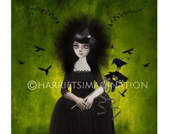 Fantasy Masquerade Blackbird Art Print - Whimsigoth Decor
