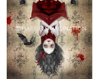 Creepy Cute Vampire Art Print, Gothic Home Decor, Vampire Girl Wall Art Print - HarrietsImagination